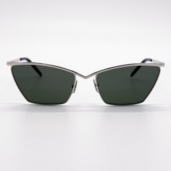 NEW SAINT LAURENT SL637 002 SUNGLASSES WOMEN SILVER GRAY CAT EYE SL 637 002 main image 4